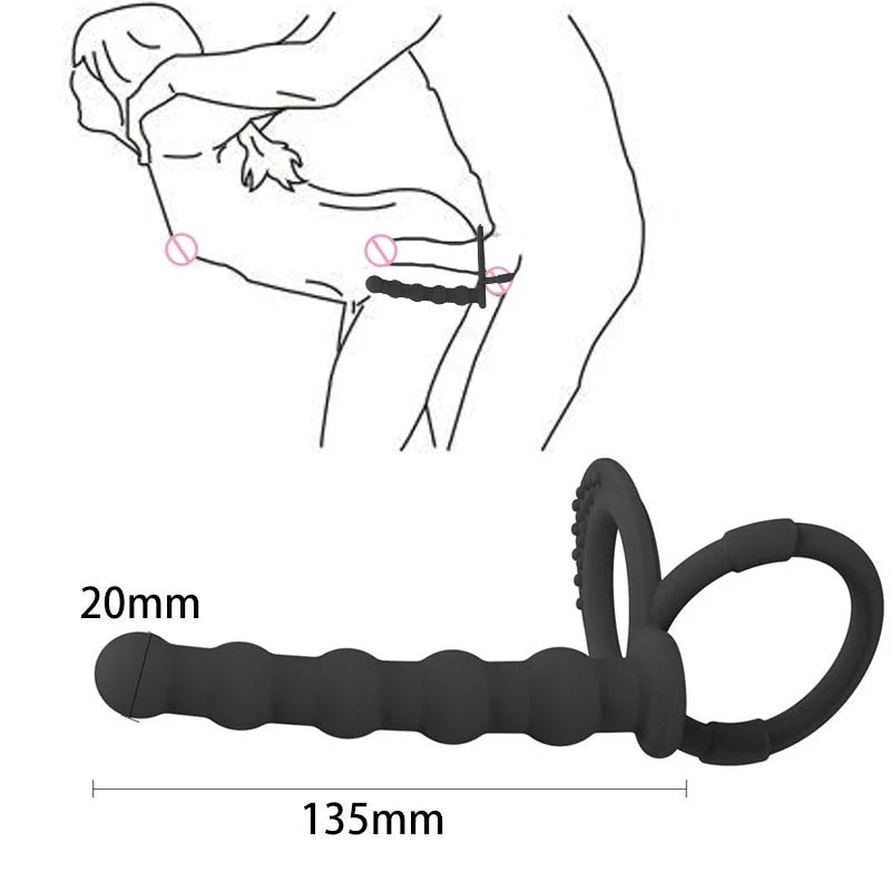 Double Penetration Anal Sex Toys For Men & Women - Dildo Penis Butt Plug, Anal Beads & Cock Ring for Delay Ejaculation
