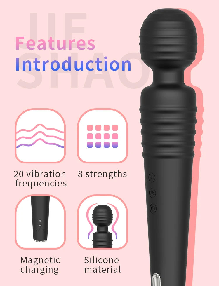 Rechargeable AV Vibrator Adult Toy for Solo Play & Couple Intimacy 20 Vibration Patterns 3 Intensity Levels Enhanced Pleasure