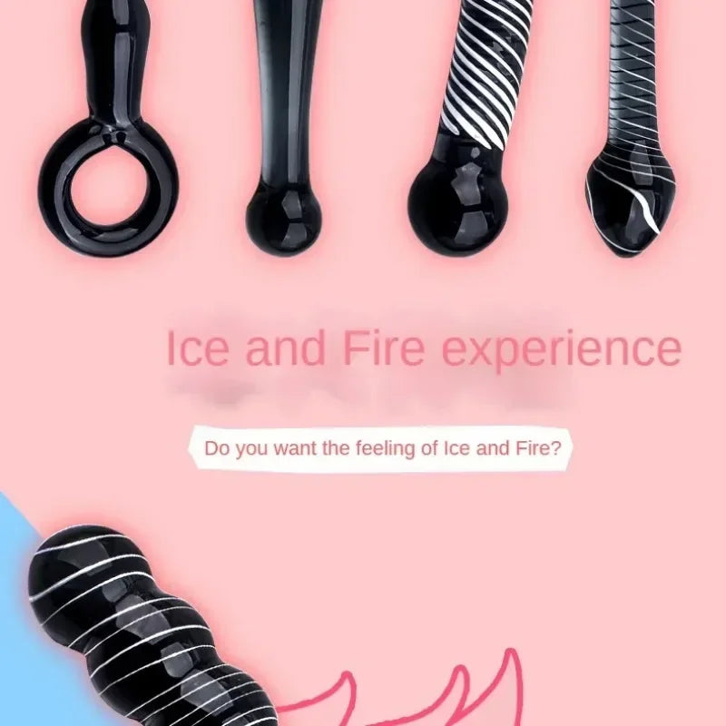Black Crystal Glass Toys Dildo Anal Plug Gay Sex Toys Double Anal Beads For Men/Women Vaginal Anal Dilation Butt Plug
