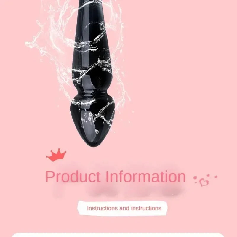 Black Crystal Glass Toys Dildo Anal Plug Gay Sex Toys Double Anal Beads For Men/Women Vaginal Anal Dilation Butt Plug