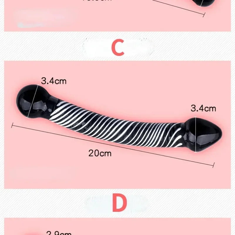 Black Crystal Glass Toys Dildo Anal Plug Gay Sex Toys Double Anal Beads For Men/Women Vaginal Anal Dilation Butt Plug