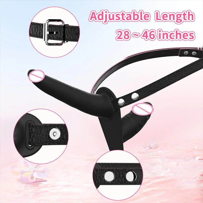 Wearable Double Head Dildo Lesbian Panties Stimulate G-Spot Dildo Anal Vagina Massager Couples Masturbation Sex Toys Adult Produ