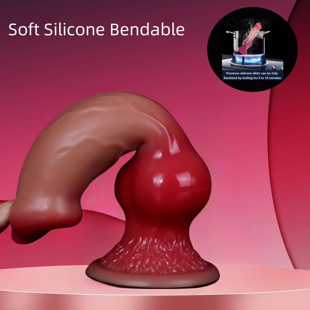 Realistic Animal Dog Dildo Soft Silicone Vaginal Vestibule Plug With Suction Cup Prostate Massager Male Female Masturbator