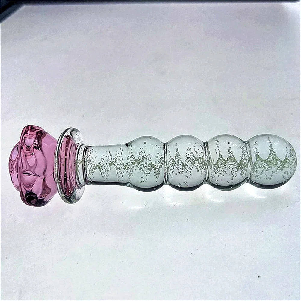 Luminous Glass Dildo Rose Anal Plug Glow in The Dark Butt Plug Anal Beads Penetration Anal Couples Play Adult Sex Toy