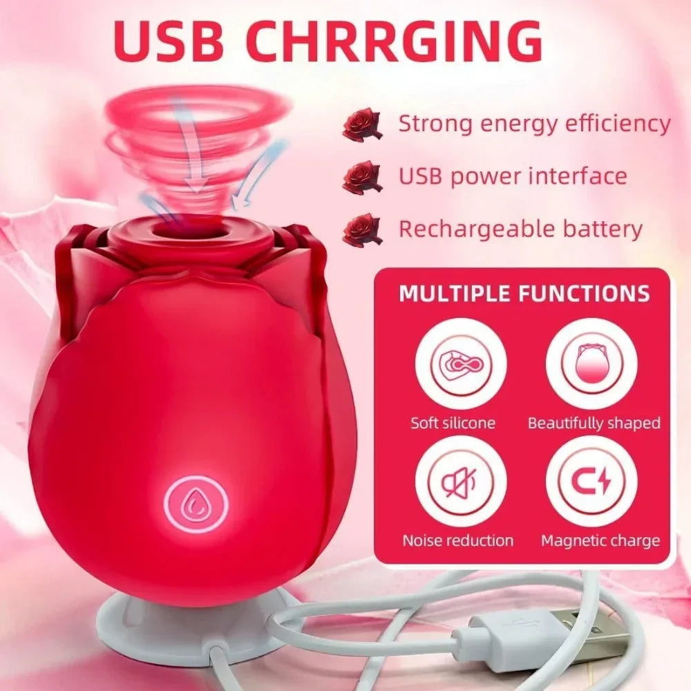 Rose Vibrator Toy For Women Vacuum Stimulator Oral Nipple Clit Sucker Female Sex Toys Goods for Female Adults