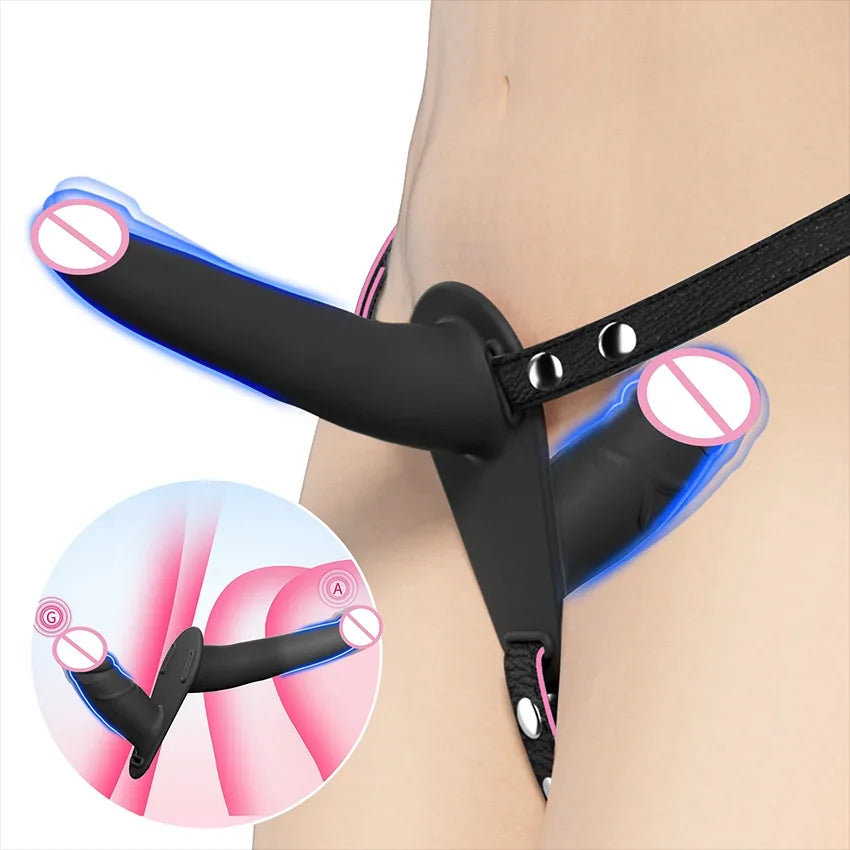 Wearable Double Head Dildo Lesbian Panties Stimulate G-Spot Dildo Anal Vagina Massager Couples Masturbation Sex Toys Adult Produ