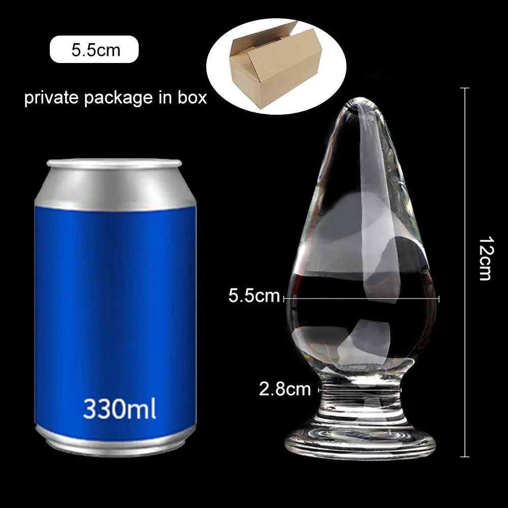 5/5.5cm Glass Anal Plug Smooth Lead-Free Glass Butt Plug Anal Dilatation Training Sex Toys For Women Men Gay Prostate Massage