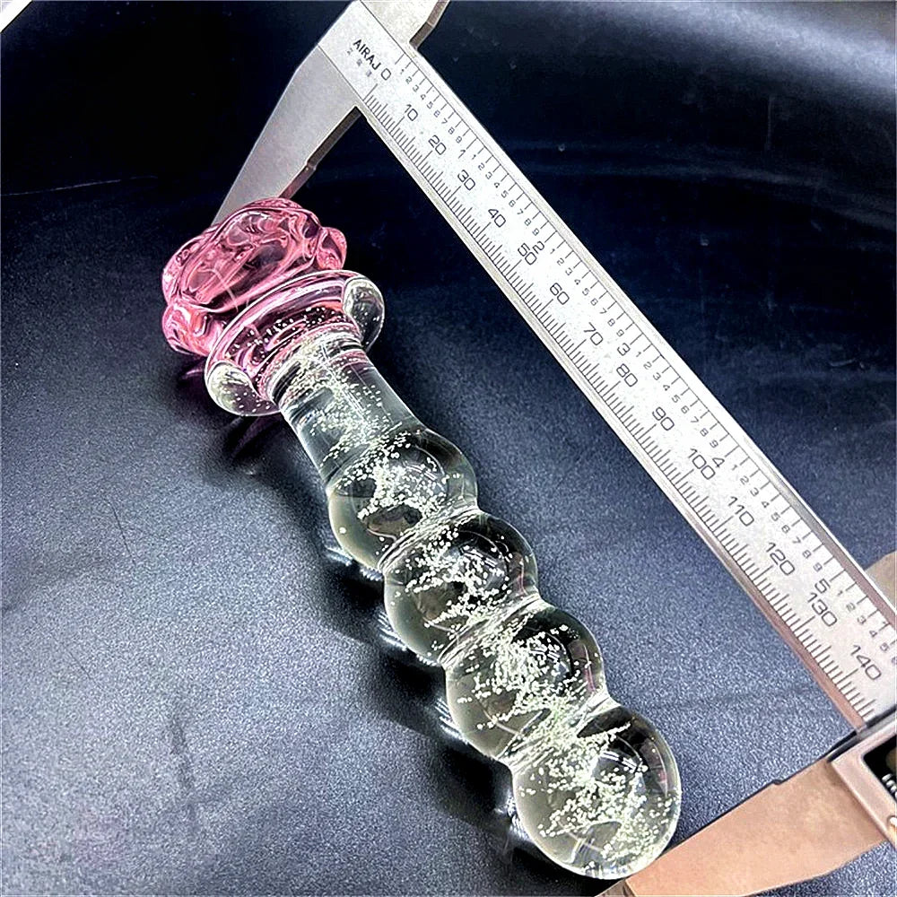 Luminous Glass Dildo Rose Anal Plug Glow in The Dark Butt Plug Anal Beads Penetration Anal Couples Play Adult Sex Toy
