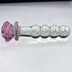Luminous Glass Dildo Rose Anal Plug Glow in The Dark Butt Plug Anal Beads Penetration Anal Couples Play Adult Sex Toy