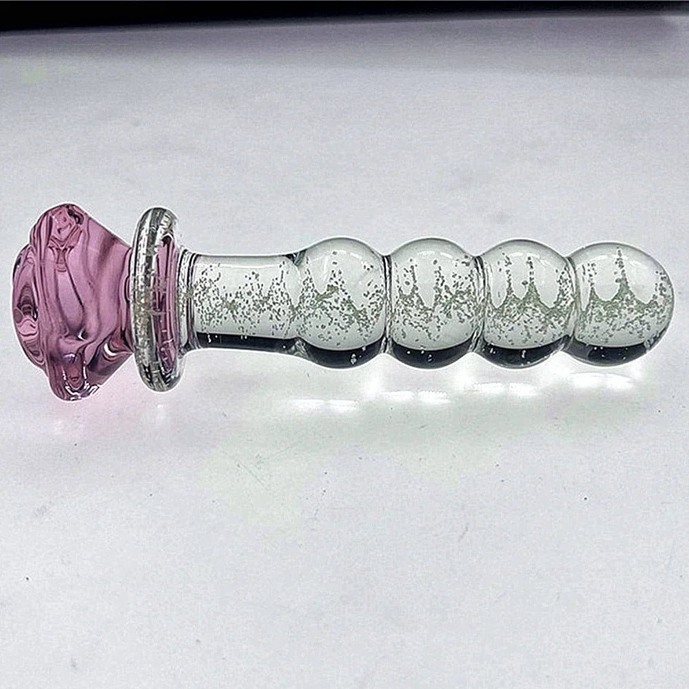Luminous Glass Dildo Rose Anal Plug Glow in The Dark Butt Plug Anal Beads Penetration Anal Couples Play Adult Sex Toy
