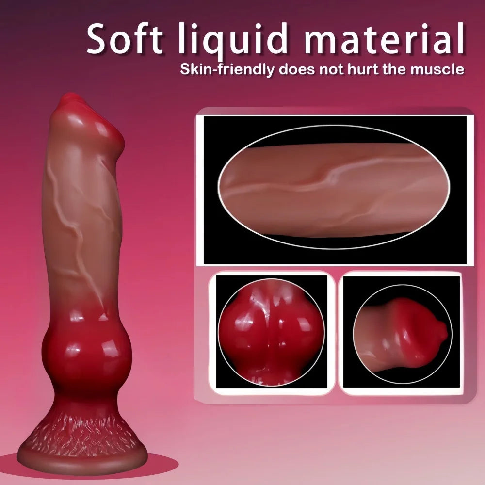 Realistic Animal Dog Dildo Soft Silicone Vaginal Vestibule Plug With Suction Cup Prostate Massager Male Female Masturbator