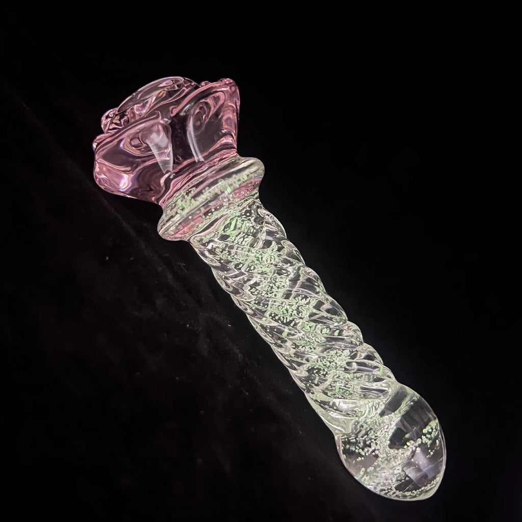 Luminous Glass Dildo Rose Anal Plug Glow in The Dark Butt Plug Anal Beads Penetration Anal Couples Play Adult Sex Toy