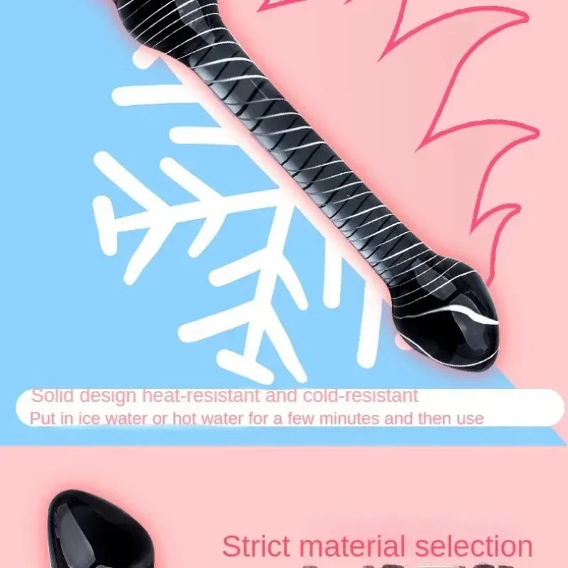 Black Crystal Glass Toys Dildo Anal Plug Gay Sex Toys Double Anal Beads For Men/Women Vaginal Anal Dilation Butt Plug