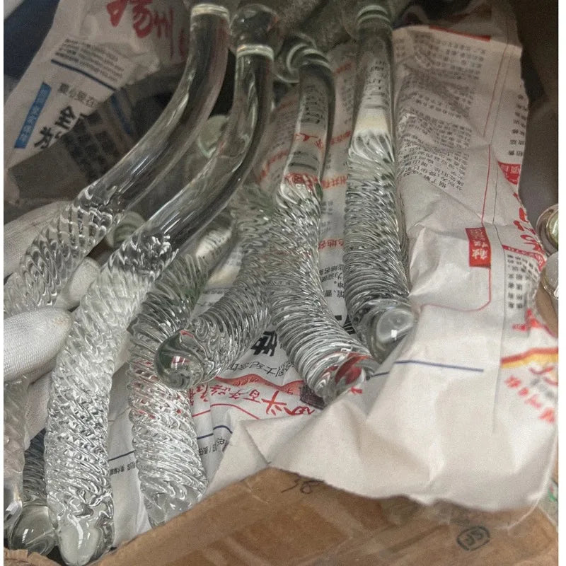 Glass Dildos Wand Crystal Sex Toys Anal Plugs Vagina Stimulator Curve Glass Self-Pleasure Erotic Glass Sex Toys