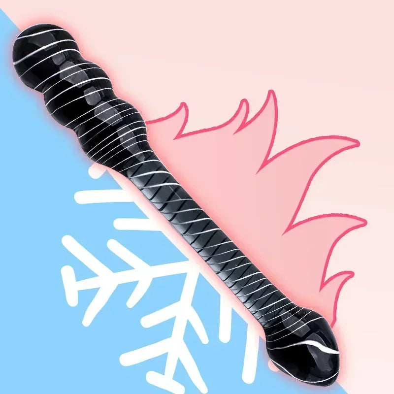 Black Crystal Glass Toys Dildo Anal Plug Gay Sex Toys Double Anal Beads For Men/Women Vaginal Anal Dilation Butt Plug