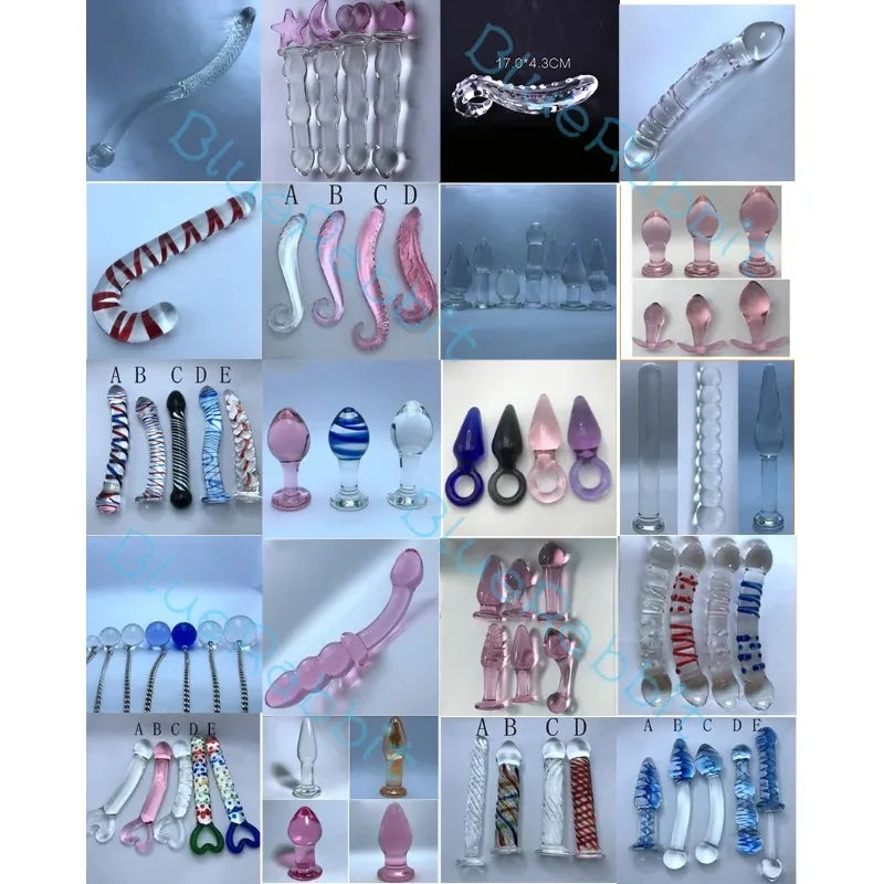Glass Dildos Wand Crystal Sex Toys Anal Plugs Vagina Stimulator Curve Glass Self-Pleasure Erotic Glass Sex Toys