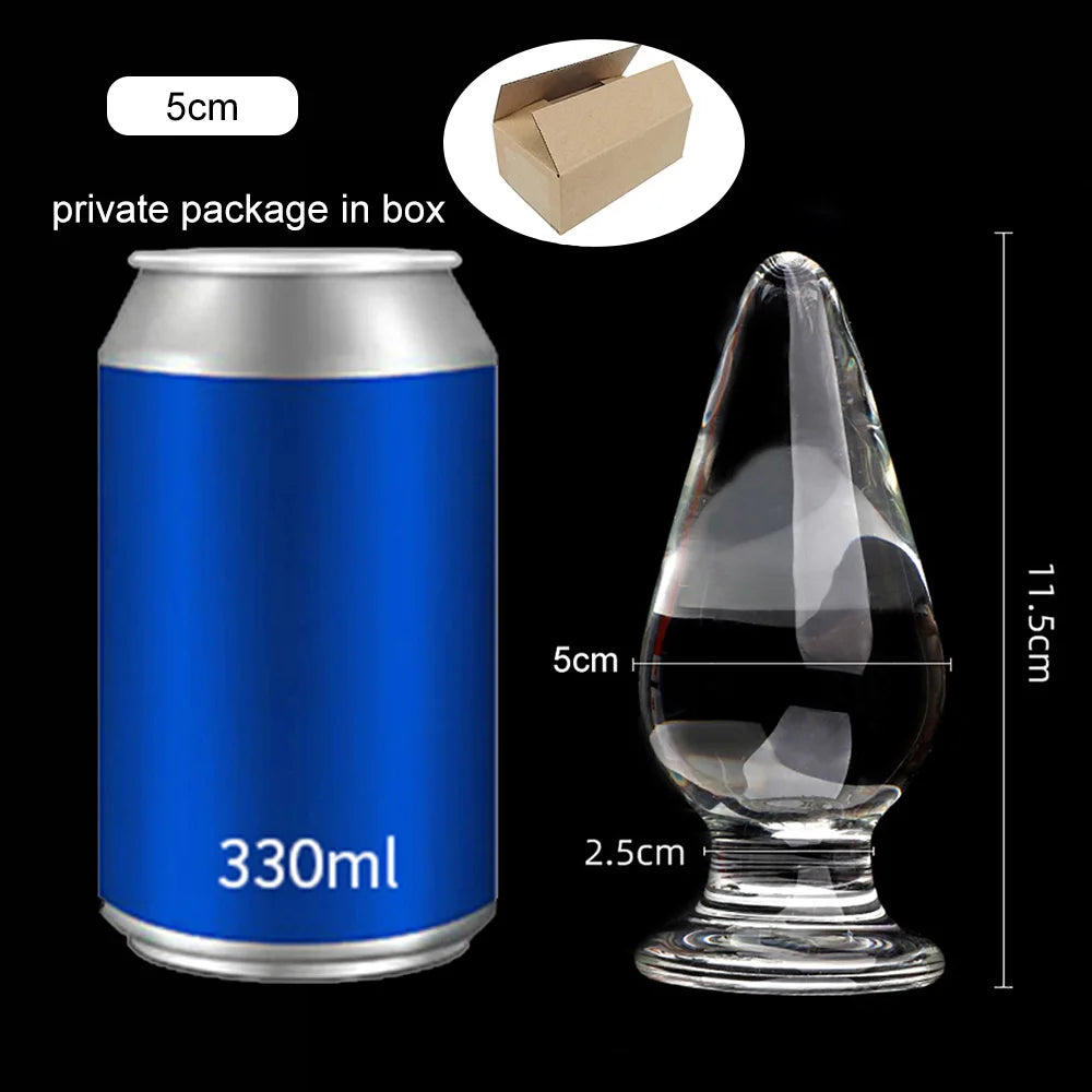 5/5.5cm Glass Anal Plug Smooth Lead-Free Glass Butt Plug Anal Dilatation Training Sex Toys For Women Men Gay Prostate Massage